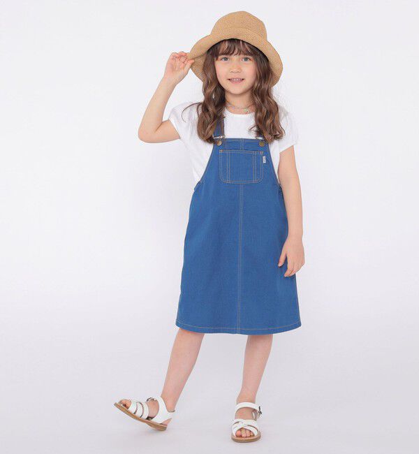 SHIPS KIDS「SHIPS KIDS:100～130cm / デニム オーバーオール スカート」|ジャンパースカート|