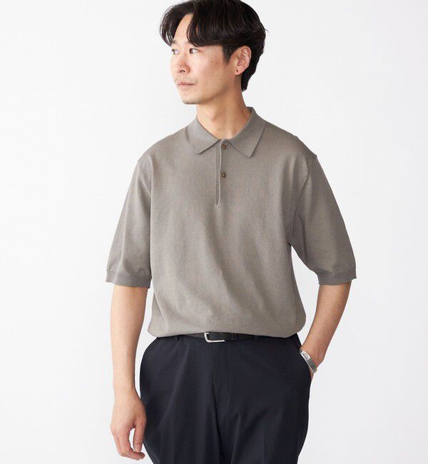 SHIPS「SHIPS: リネン&times;TEXBRID ニット ポロシャツ」|ニット・セーター|