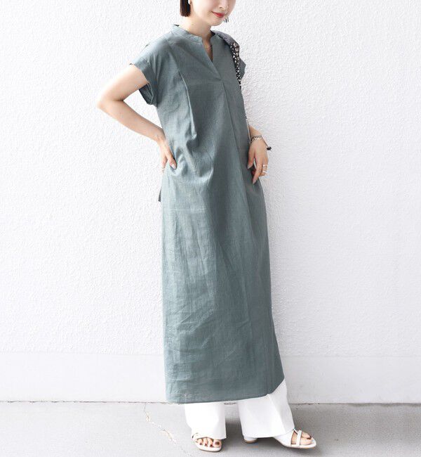 SHIPS for women「《予約》【WEB限定】〈手洗い可能〉リネン レーヨン コーティング ワンピース」|ワンピース|