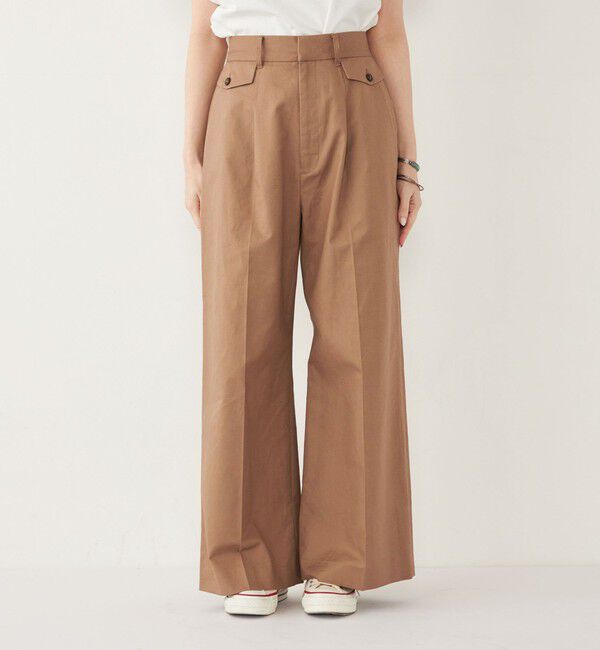 SHIPS Colors 「SHIPS Colors:〈手洗い可能〉コットンリネン フラップポケット ワイドパンツ」|チノ|