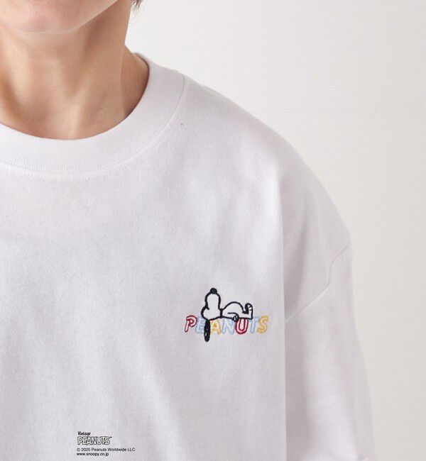 SHIPS any「SHIPS any: SNOOPY コラボ ワンポイント カラー 刺繍 Tシャツ◇」|Tシャツ・カットソー|ホワイト