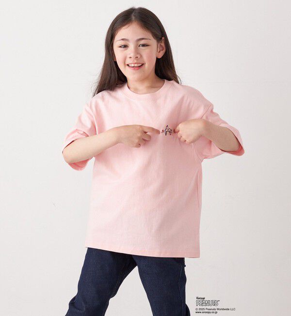 SHIPS any「SHIPS any: SNOOPY コラボ ワンポイント カラー 刺繍 Tシャツ◇」|Tシャツ・カットソー|ピンク