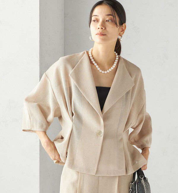 SHIPS for women「troisiemeCHACO:〈洗濯機可能〉メッシュ 半袖 ジャケット」|テーラードジャケット|