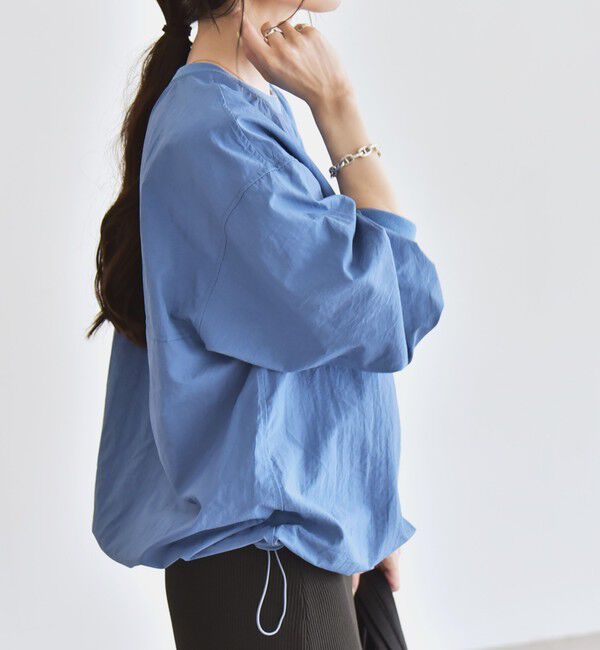 quaranciel「quaranciel:〈多機能/洗濯機可能〉ナイロン タスラン ドロスト ルーズ プルオーバー」|プルオーバー|ブルー