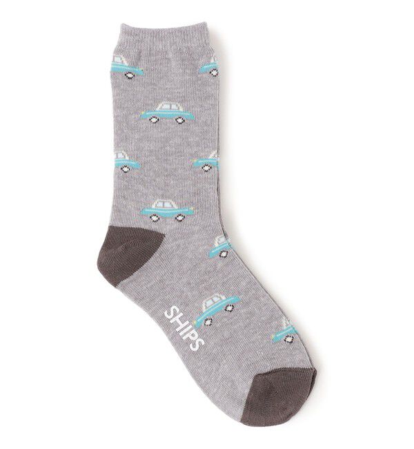 SHIPS KIDS「SHIPS KIDS: くるま柄 ソックス」|ソックス|ライトグレー