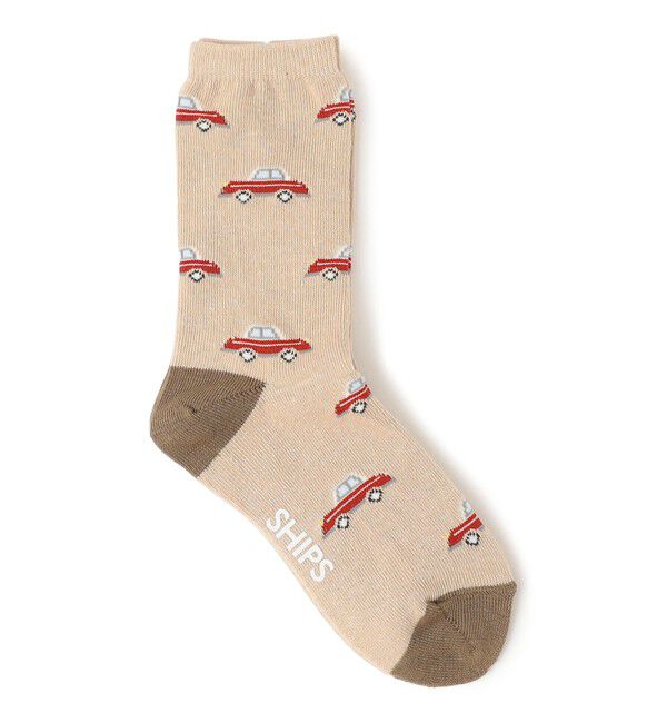 SHIPS KIDS「SHIPS KIDS: くるま柄 ソックス」|ソックス|ベージュ
