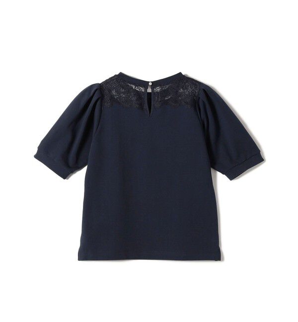 SHIPS for women「〈手洗い可能〉レース コンビ パフ スリーブ 半袖 Tシャツ」|Tシャツ・カットソー|