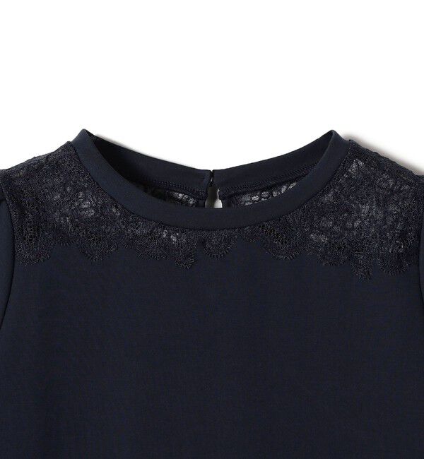 SHIPS for women「〈手洗い可能〉レース コンビ パフ スリーブ 半袖 Tシャツ」|Tシャツ・カットソー|