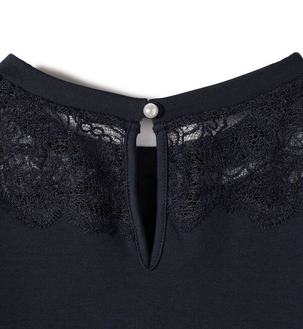 SHIPS for women「〈手洗い可能〉レース コンビ パフ スリーブ 半袖 Tシャツ」|Tシャツ・カットソー|