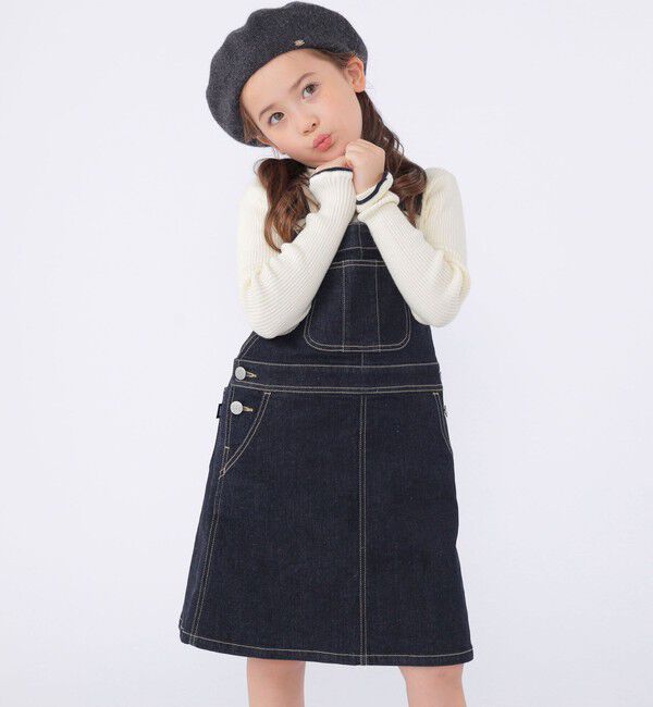 SHIPS KIDS「SHIPS KIDS:100～130cm /デニム オーバーオール スカート」|ジャンパースカート|