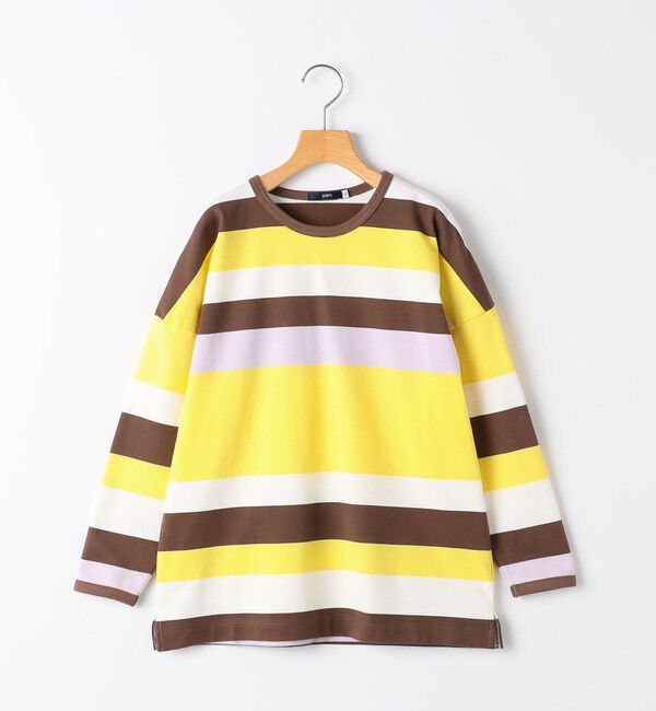 SHIPS KIDS「SHIPS KIDS:130～170cm/ マルチ ボーダー ロングスリーブ Tシャツ」|Tシャツ・カットソー|イエロー