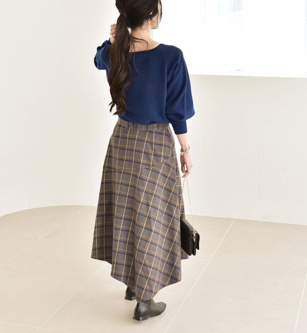 quaranciel「quaranciel:〈洗濯機可能〉アシンメトリー ヘム フレア チェック スカート」|スカート|