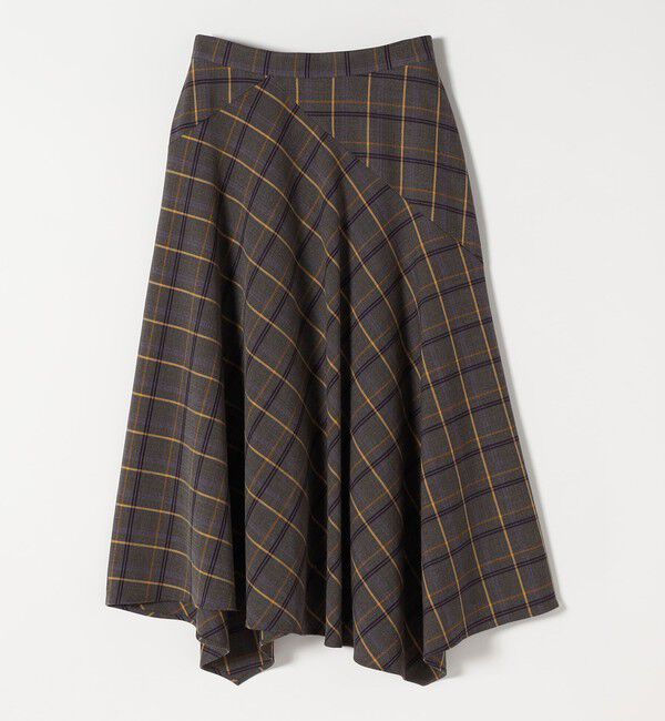 quaranciel「quaranciel:〈洗濯機可能〉アシンメトリー ヘム フレア チェック スカート」|スカート|