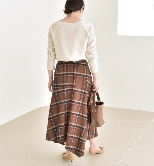 quaranciel「quaranciel:〈洗濯機可能〉アシンメトリー ヘム フレア チェック スカート」|スカート|