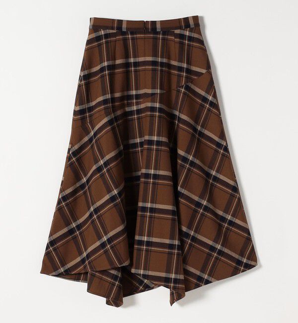 quaranciel「quaranciel:〈洗濯機可能〉アシンメトリー ヘム フレア チェック スカート」|スカート|