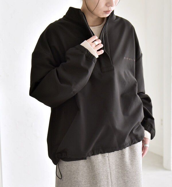 quaranciel「quaranciel:〈洗濯機可能〉ハーフ ジップ ロゴ 刺繍 ドロスト プルオーバー」|プルオーバー|