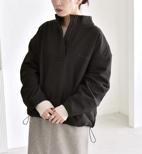 quaranciel「quaranciel:〈洗濯機可能〉ハーフ ジップ ロゴ 刺繍 ドロスト プルオーバー」|プルオーバー|