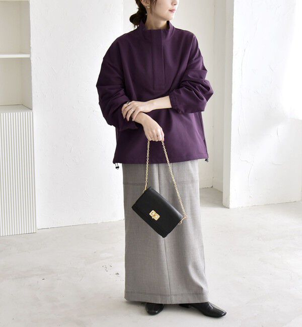 quaranciel「quaranciel:〈洗濯機可能〉ハーフ ジップ ロゴ 刺繍 ドロスト プルオーバー」|プルオーバー|