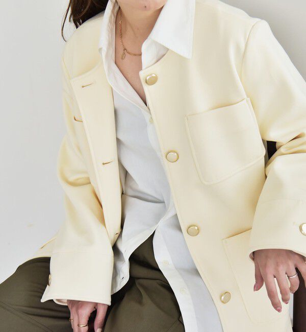 quaranciel「quaranciel:〈手洗い可能〉ジャージー ポケット ノーカラー ジャケット」|ノーカラージャケット|