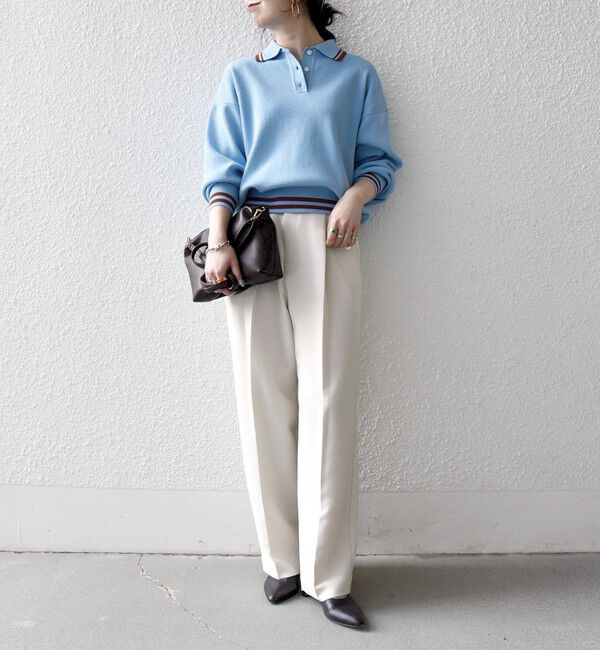 SHIPS any「SHIPS any:〈手洗い可能〉コットン ミックス ライン ポロニット プルオーバー」|ニット・セーター|