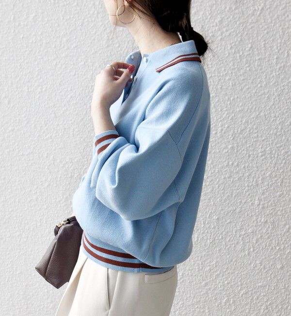 SHIPS any「SHIPS any:〈手洗い可能〉コットン ミックス ライン ポロニット プルオーバー」|ニット・セーター|