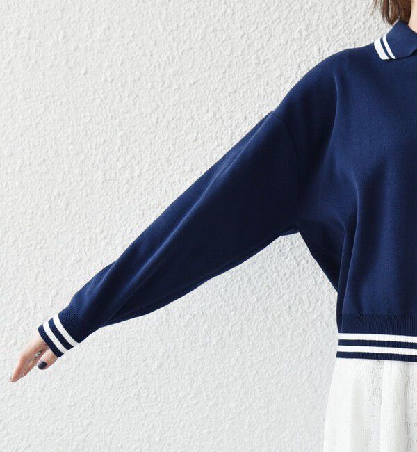 SHIPS any「SHIPS any:〈手洗い可能〉コットン ミックス ライン ポロニット プルオーバー」|ニット・セーター|