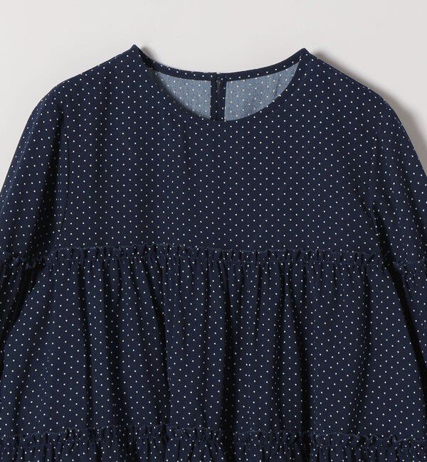 SHIPS any「SHIPS any:〈洗濯機可能〉ドット ノーカラー ティアード フレア ブラウス」|シャツ・ブラウス|