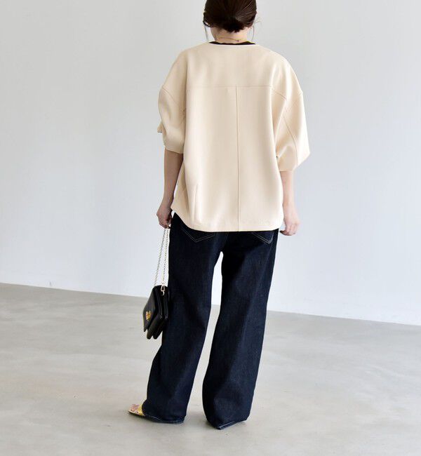 quaranciel「《予約》quaranciel:〈洗濯機可能〉ダンボール ノーカラー コンパクト ブルゾン」|ブルゾン・スタジャン|