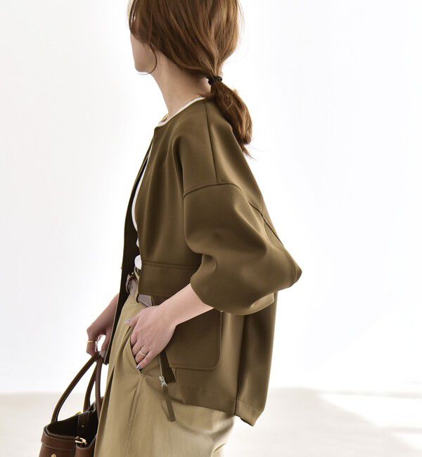 quaranciel「《予約》quaranciel:〈洗濯機可能〉ダンボール ノーカラー コンパクト ブルゾン」|ブルゾン・スタジャン|