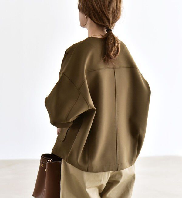 quaranciel「《予約》quaranciel:〈洗濯機可能〉ダンボール ノーカラー コンパクト ブルゾン」|ブルゾン・スタジャン|