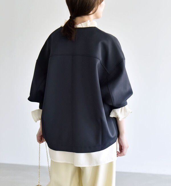 quaranciel「《予約》quaranciel:〈洗濯機可能〉ダンボール ノーカラー コンパクト ブルゾン」|ブルゾン・スタジャン|