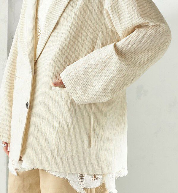 SHIPS for women「《予約》〈手洗い可能〉ピン ストライプ シャツライク ジャケット」|テーラードジャケット|