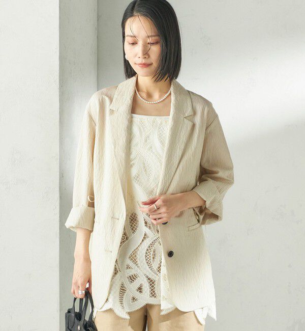 SHIPS for women「《予約》〈手洗い可能〉ピン ストライプ シャツライク ジャケット」|テーラードジャケット|