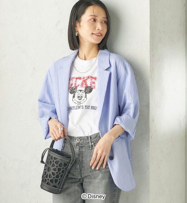 SHIPS for women「《予約》〈手洗い可能〉ピン ストライプ シャツライク ジャケット」|テーラードジャケット|ライトブルー