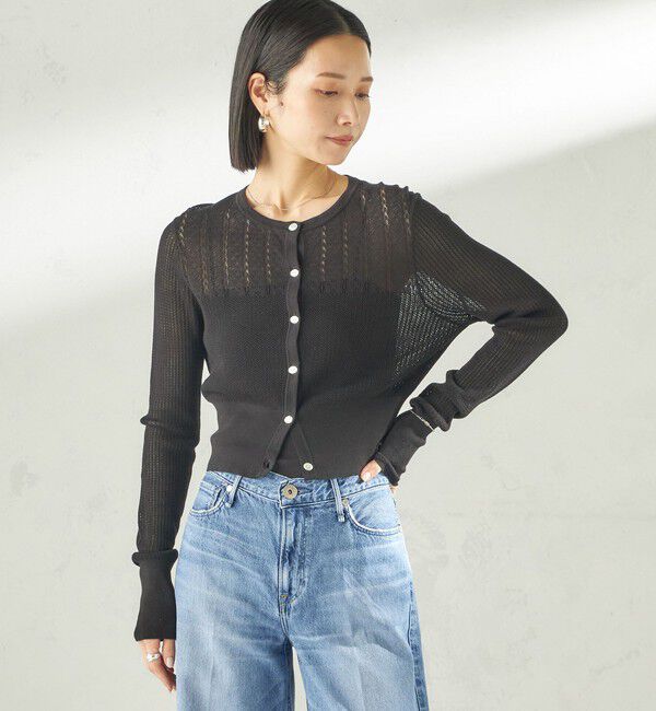 SHIPS for women「《予約》堀田茜&times;SHIPS:〈手洗い可能〉アイレット ニット カーディガン」|カーディガン|