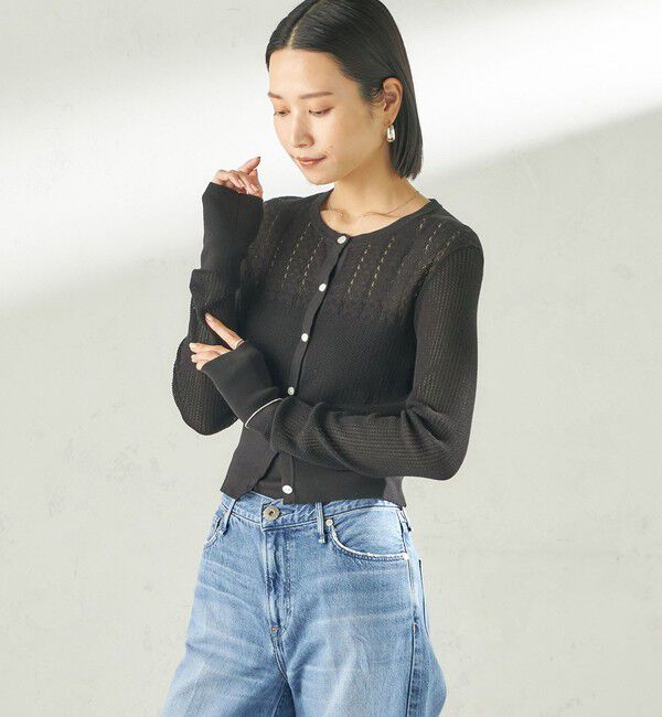 SHIPS for women「《予約》堀田茜&times;SHIPS:〈手洗い可能〉アイレット ニット カーディガン」|カーディガン|