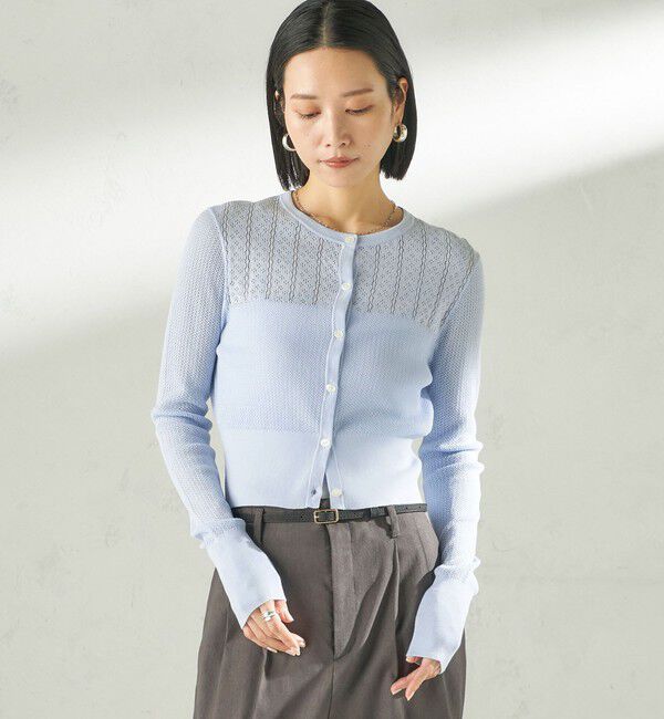 SHIPS for women「《予約》堀田茜&times;SHIPS:〈手洗い可能〉アイレット ニット カーディガン」|カーディガン|