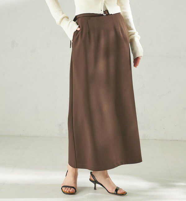 SHIPS for women「《予約》堀田茜&times;SHIPS:〈手洗い可能〉ベルト 付き ジョーゼット スカート」|スカート|ブラウン
