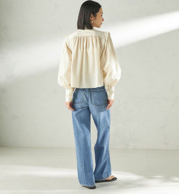 SHIPS for women「《予約》堀田茜&times;SHIPS:〈接触冷感/撥水/洗濯機可能〉TEXBRID ギャザー ブラウス」|シャツ・ブラウス|