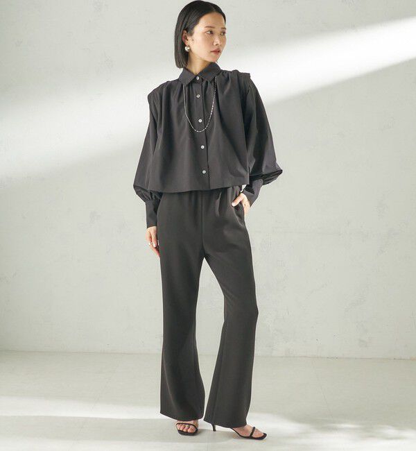 SHIPS for women「《予約》堀田茜&times;SHIPS:〈接触冷感/撥水/洗濯機可能〉TEXBRID ギャザー ブラウス」|シャツ・ブラウス|