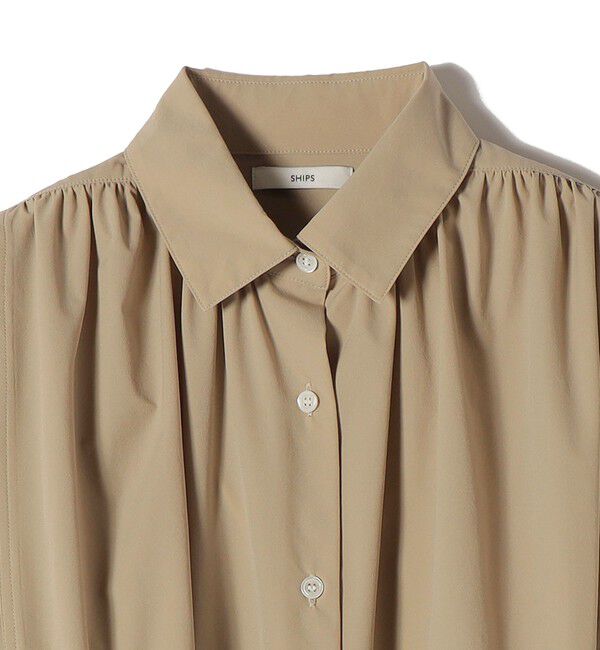 SHIPS for women「《予約》堀田茜&times;SHIPS:〈接触冷感/撥水/洗濯機可能〉TEXBRID ギャザー ブラウス」|シャツ・ブラウス|