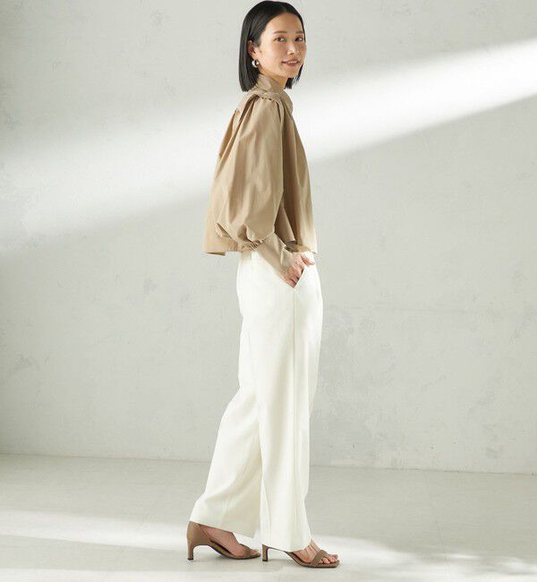 SHIPS for women「《予約》堀田茜&times;SHIPS:〈接触冷感/撥水/洗濯機可能〉TEXBRID ギャザー ブラウス」|シャツ・ブラウス|