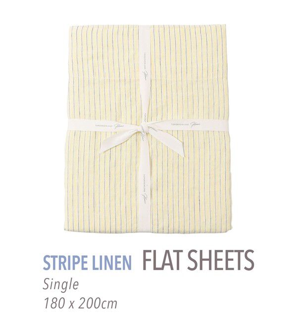 TOMORROWLAND HOME「ストライプリネン フラットシーツ（シングル）」|その他|24 イエロー系