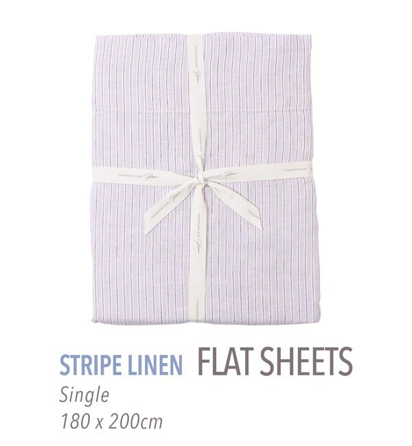 TOMORROWLAND HOME「ストライプリネン フラットシーツ（シングル）」|その他|74 パープル系