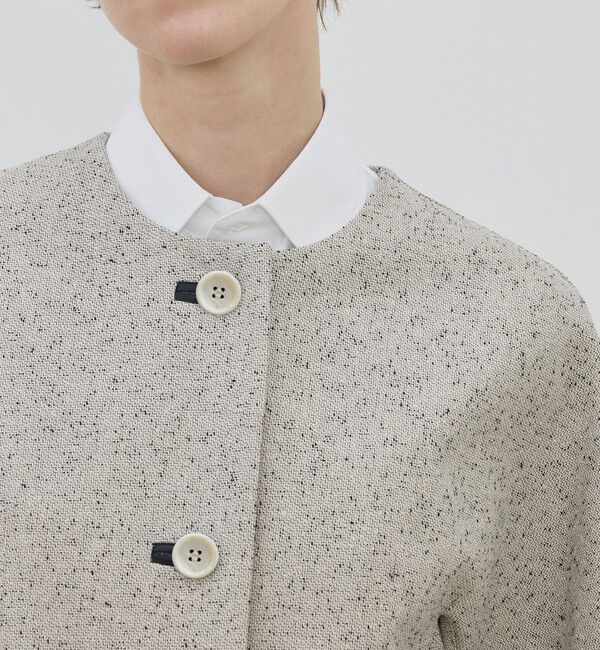 DES PRES「【WEB先行予約】メランジツイル キモノスリーブミディコート」|ノーカラーコート|