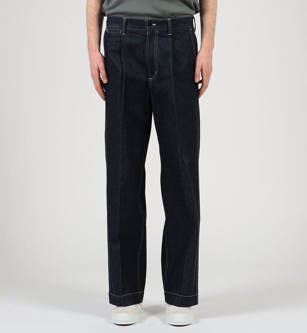 TOMORROWLAND MENS「9.5OZコットンデニム 1プリーツバレルパンツ」|デニム|