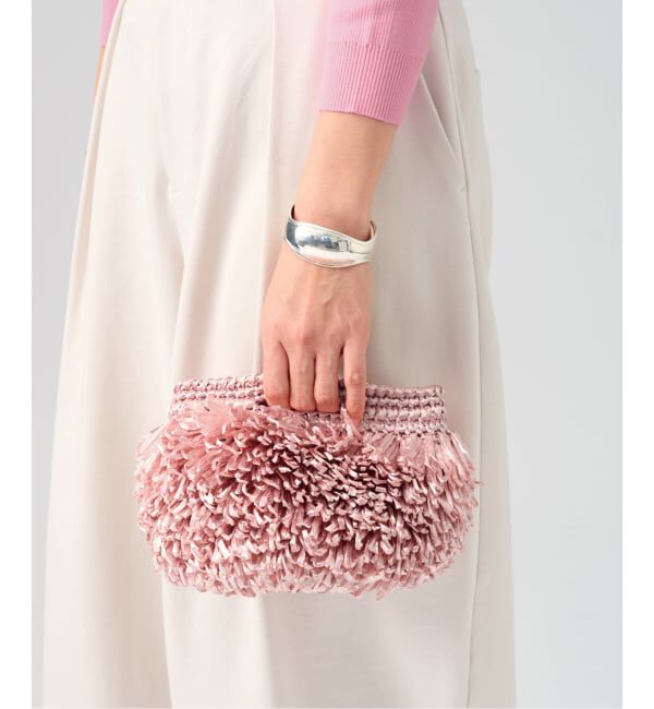 VERMEIL par iena「Caternina Bertini カテリーナ ベルティーニ Raffia Clutch 4566」|ショルダー・メッセンジャー|ピンク