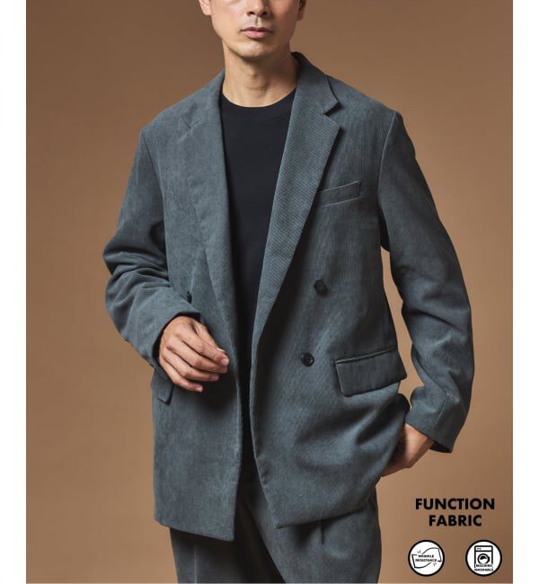 EDIFICE「"MULTI FUNCTION"  コーデュロイ ダブルブレスト 4ボタン ジャケット」|テーラードジャケット|グレー