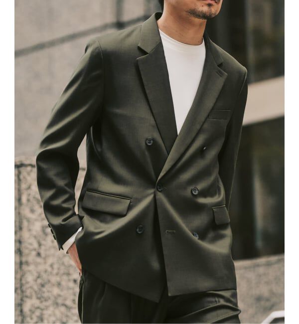 417 EDIFICE「TW ツイル  W ジャケット "セットアップ着用可能"」|テーラードジャケット|カーキ