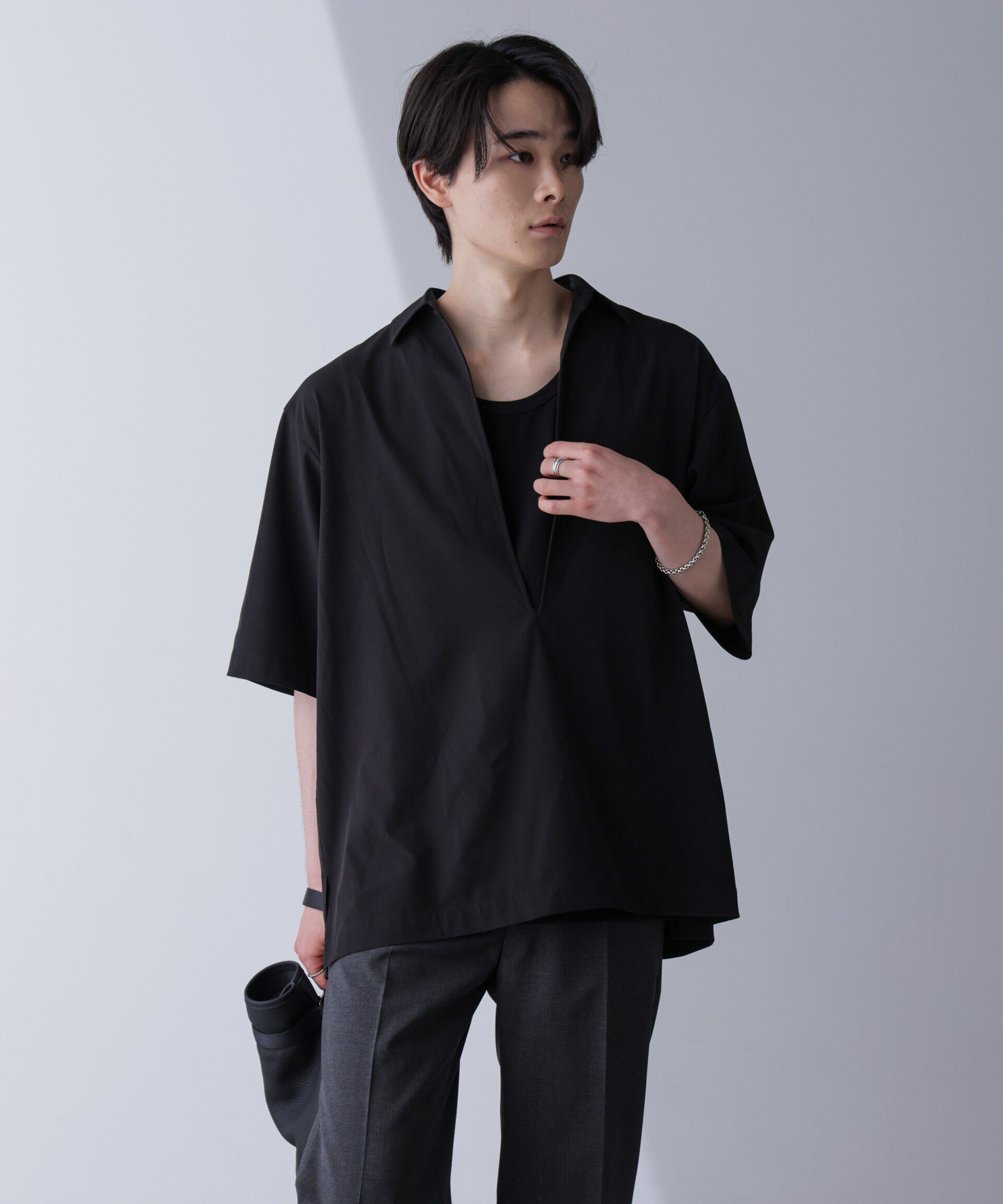 nano･universe「スキッパーPOシャツ 半袖」|シャツ・ブラウス|